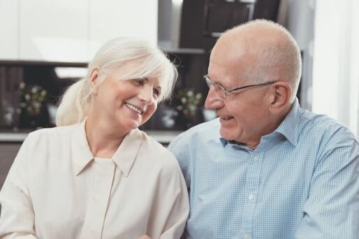 Senior couple enjoying their apartment in a CCRC.