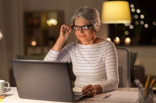 Senior taking advantage of the benefits technology offers them.