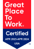great place to work certificate